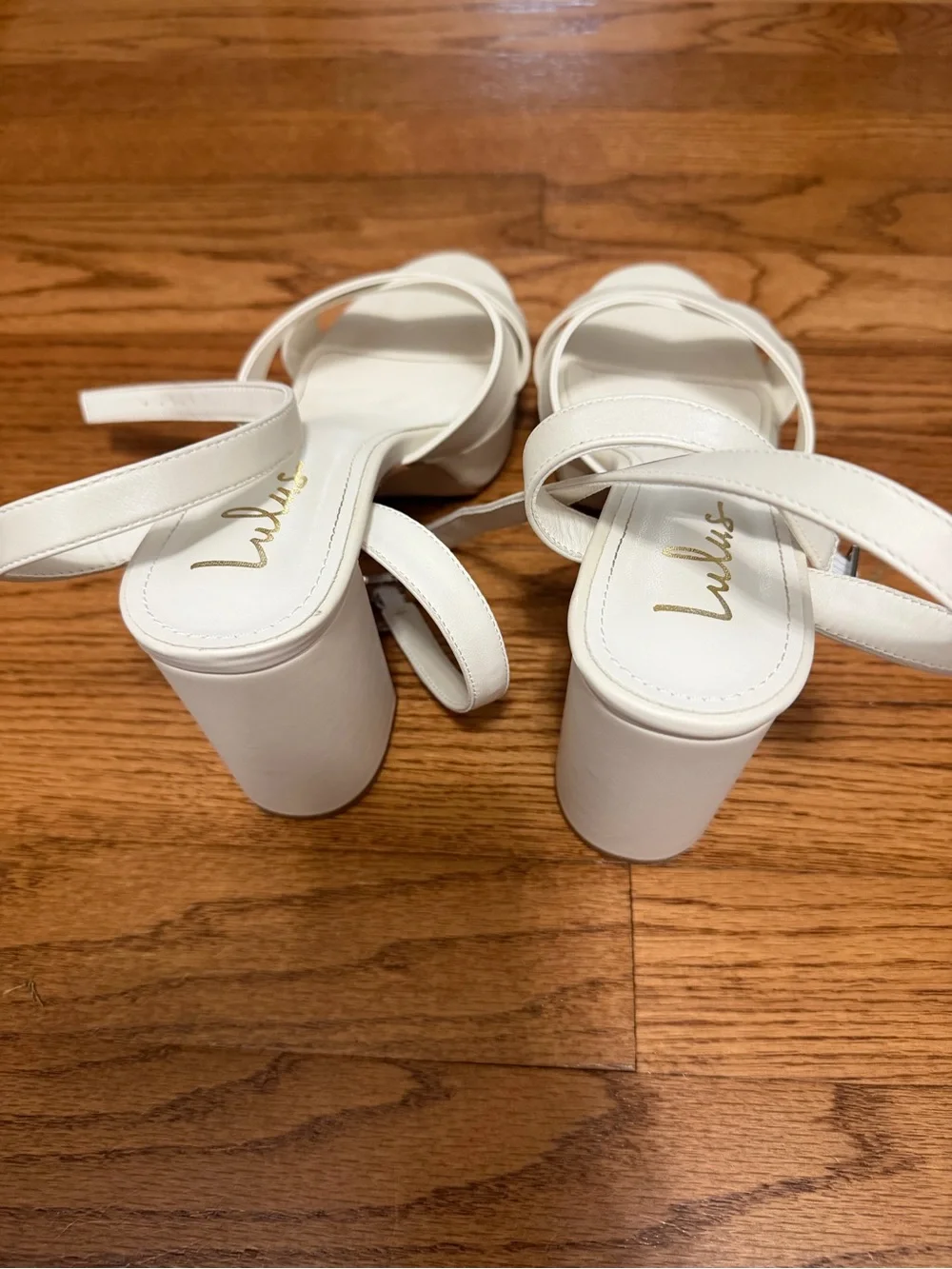 Lulu's Ivory Platform Ankle-Strap Block Heels
